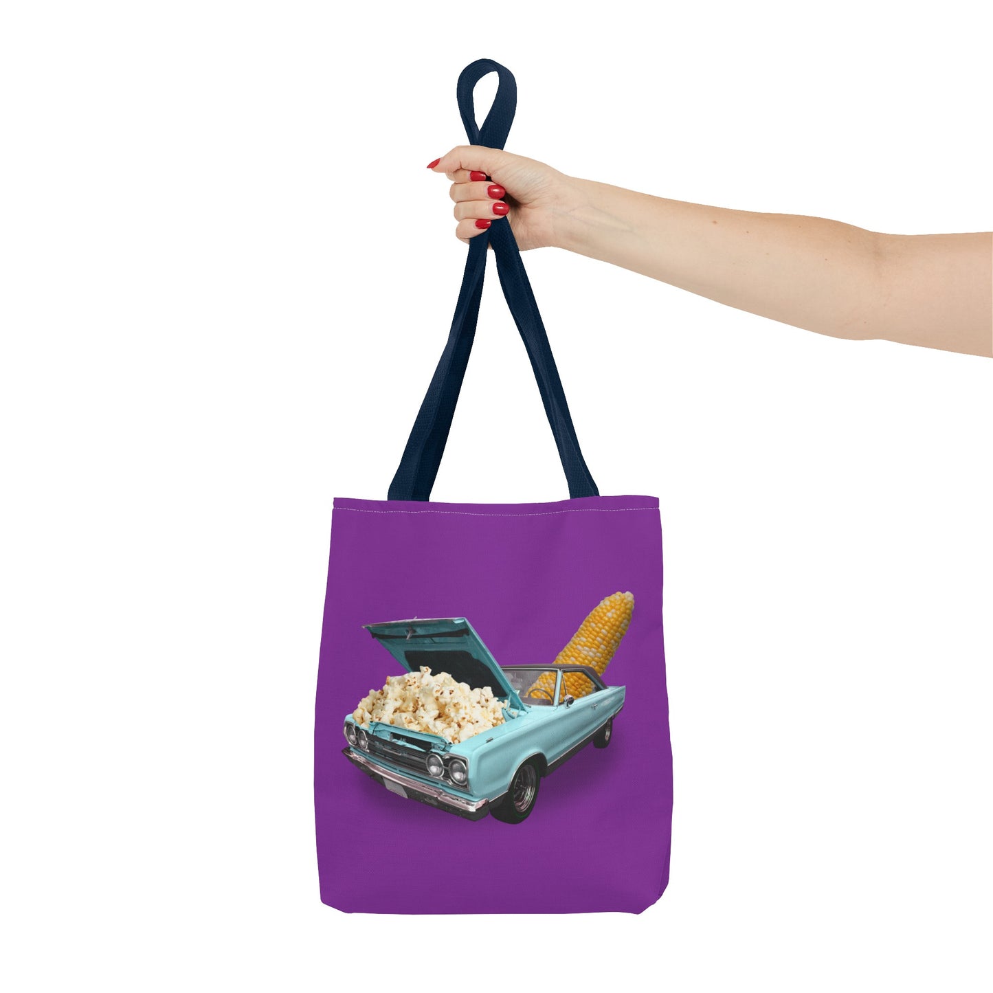 Quirky Tote Bag with Surreal Popcorn Car Art Print - Poppin' Ride