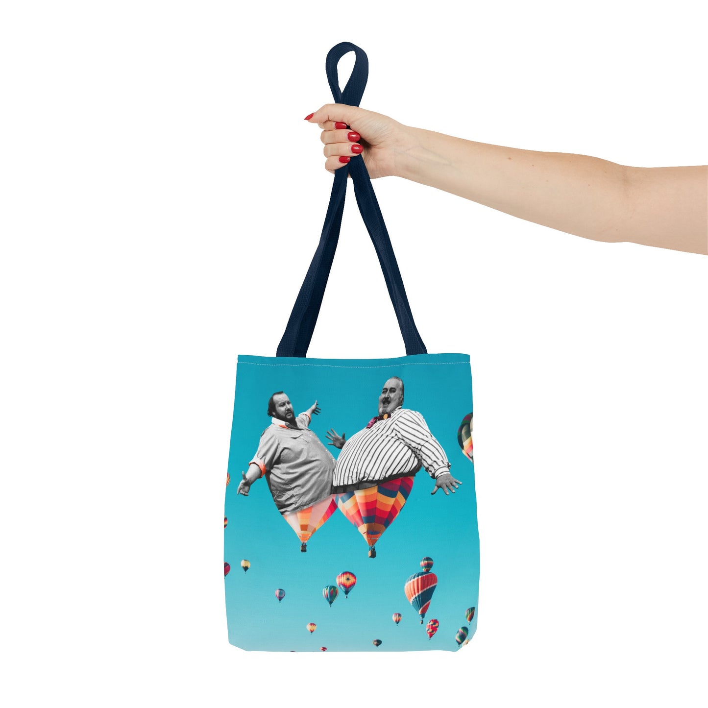 Whimsical Tote Bag with Surreal Art Print - Up Up & Away - Captivating Figures in Flight