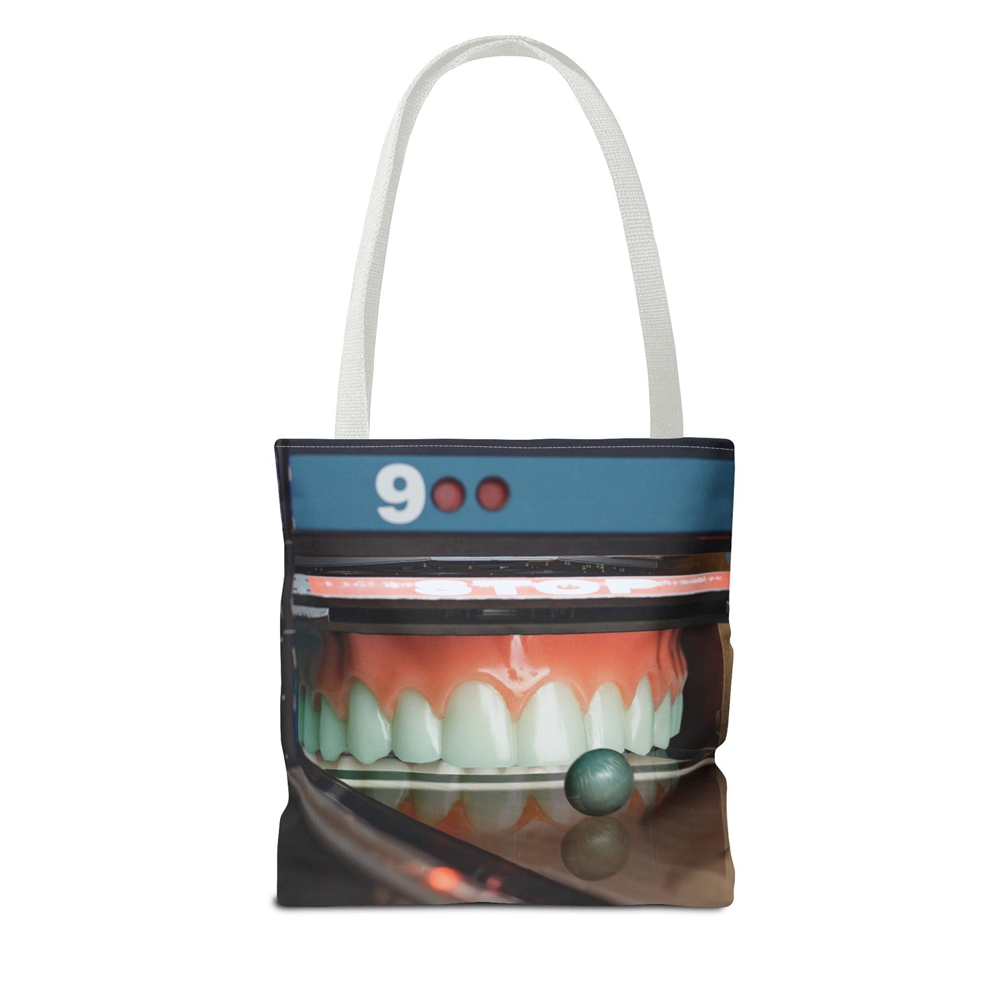 Gutter Mouth Tote Bag with Whimsical Bowling Lane Collage Art Bowler's Dental Tote