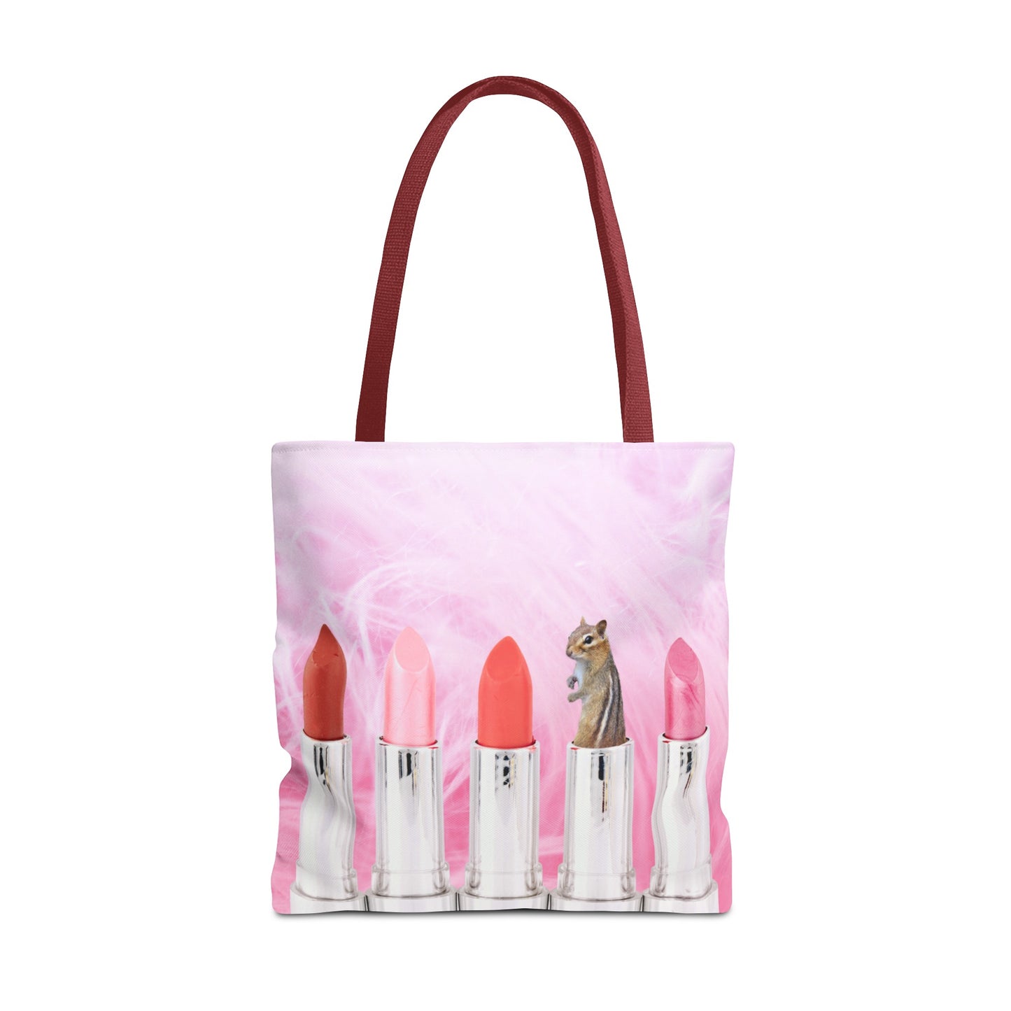 Vibrant Lipstick Tote Bag with Chipmunk Surprise - Unique Gift "Shocking Color"