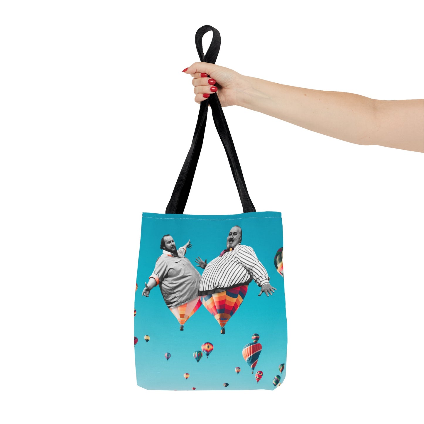 Whimsical Tote Bag with Surreal Art Print - Up Up & Away - Captivating Figures in Flight