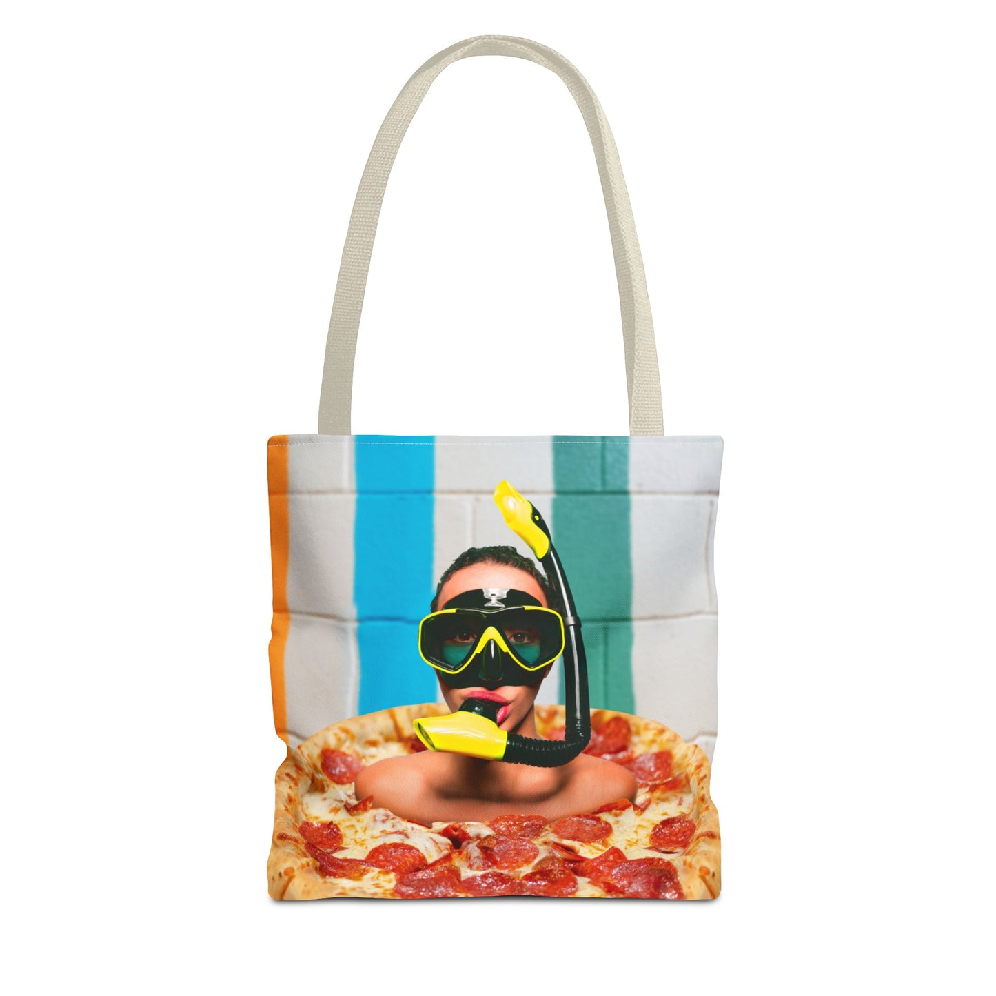 Cheesy Pizza Scuba Diver Tote Bag - Colorful Artwork for Divers & Foodies "Grease and Salt"