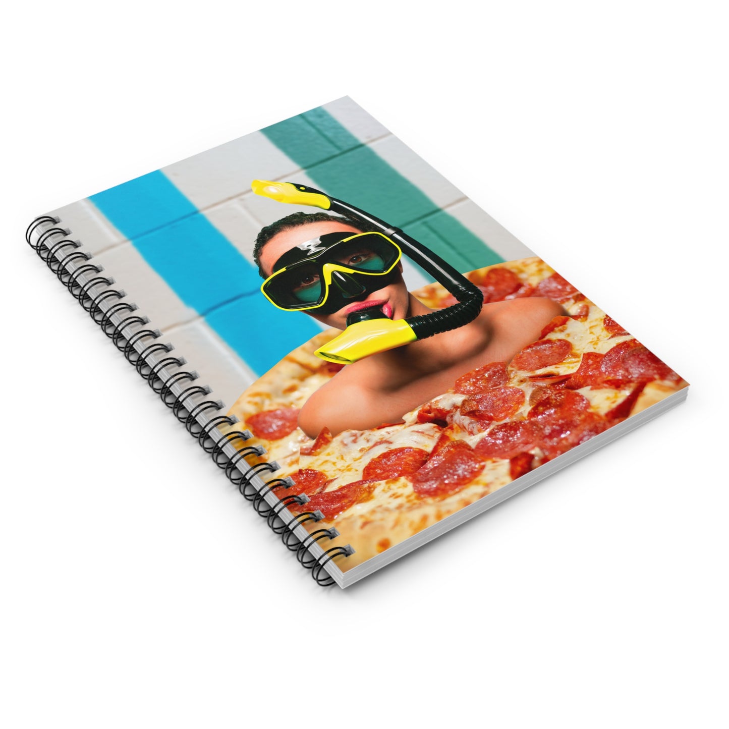 Cheesy Pizza Scuba Diver Spiral Notebook - Colorful Artwork for Divers & Foodies "Grease and Salt"