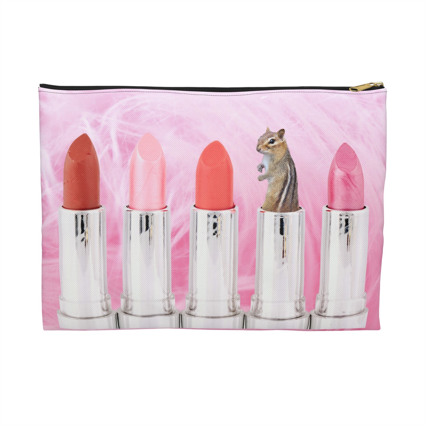 Vibrant Lipstick Accessory Pouch with Chipmunk Surprise - Unique Gift "Shocking Color"