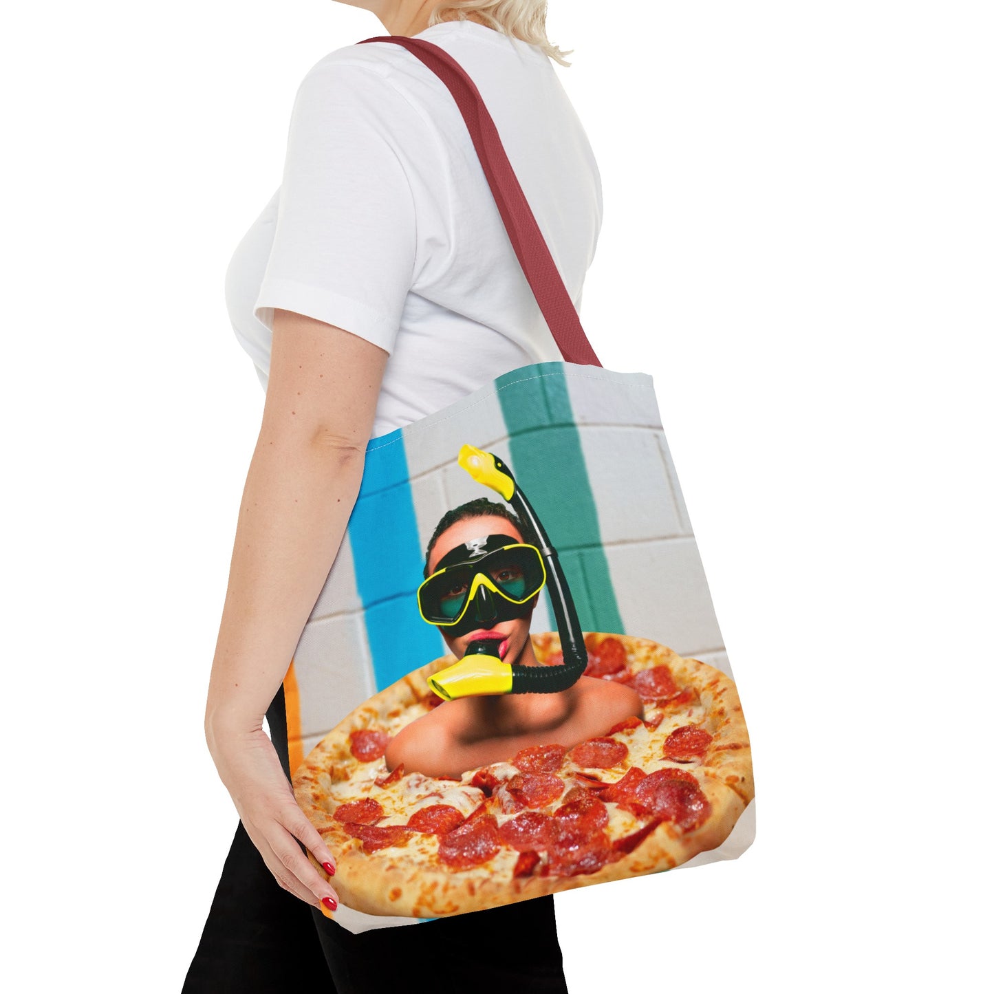 Cheesy Pizza Scuba Diver Tote Bag - Colorful Artwork for Divers & Foodies "Grease and Salt"