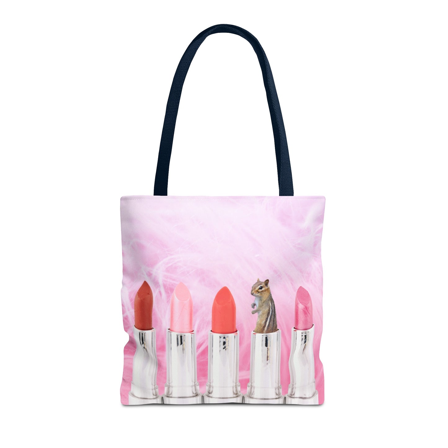 Vibrant Lipstick Tote Bag with Chipmunk Surprise - Unique Gift "Shocking Color"