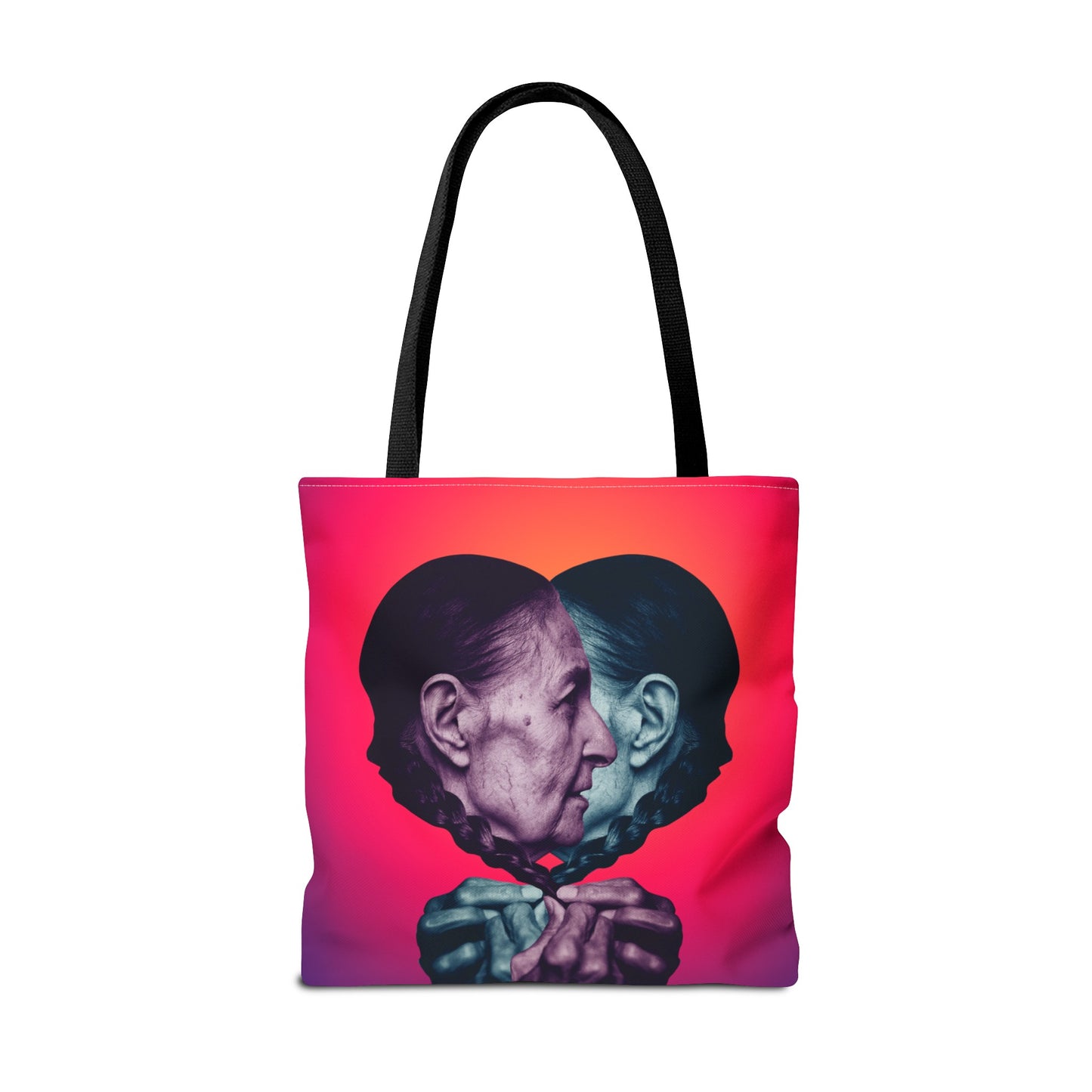 Mesmerizing Collage Art Tote Bag "Keeping Secrets" - Woman Whispering Secret into Her Own Ear