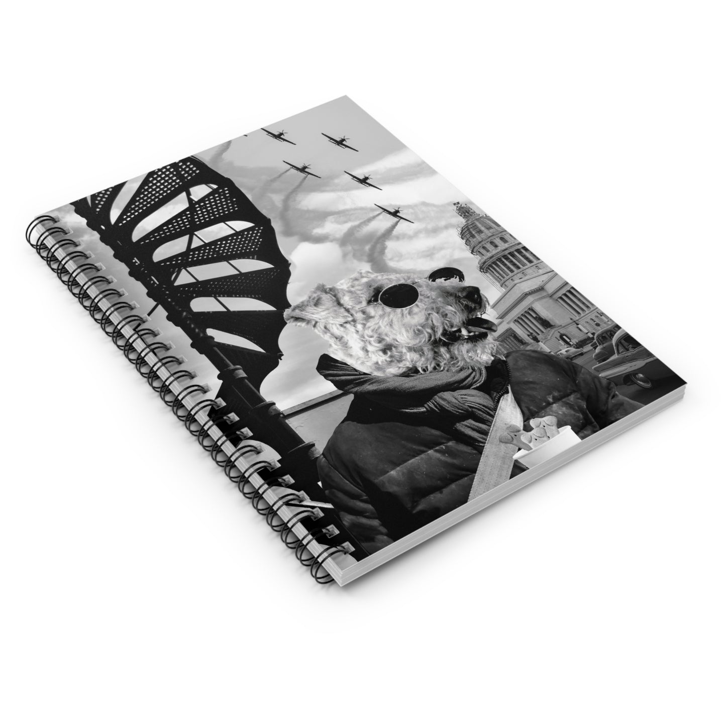 Whimsical Artisanal Treat Truck Collage Spiral Notebook - Perfect Gift for Travel Enthusiasts and Dog Lovers