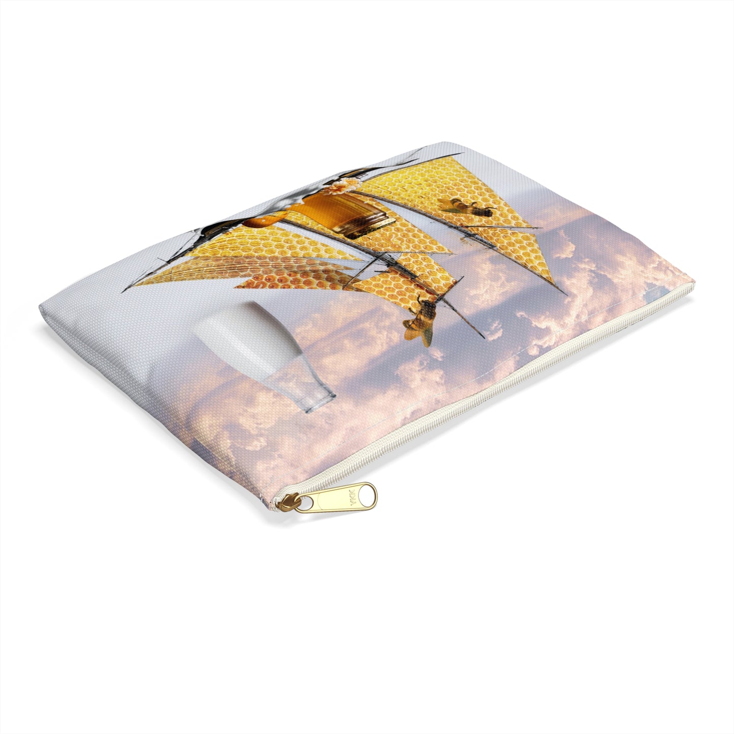 Whimsical Bees Adventure Accessory Pouch - Milk & Honey Collage Art