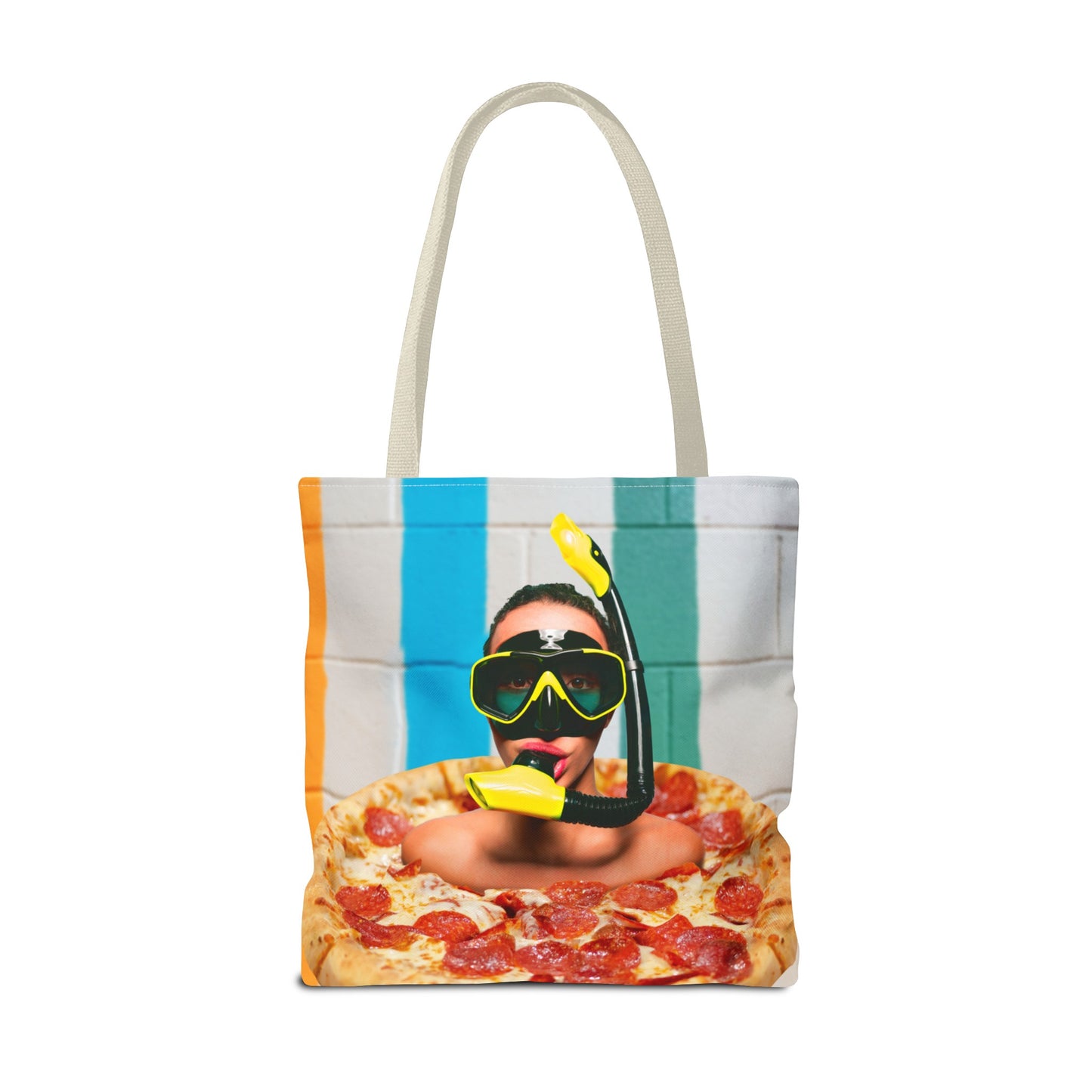 Cheesy Pizza Scuba Diver Tote Bag - Colorful Artwork for Divers & Foodies "Grease and Salt"
