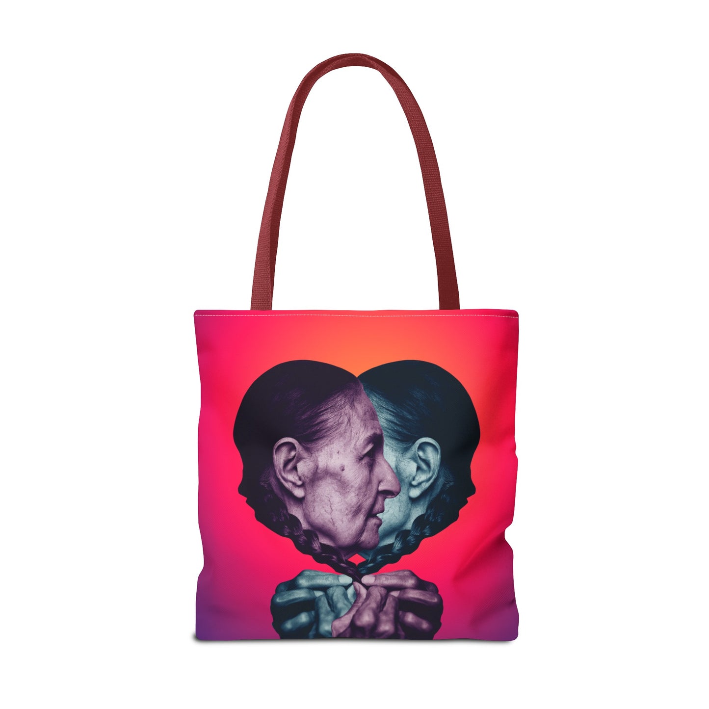 Mesmerizing Collage Art Tote Bag "Keeping Secrets" - Woman Whispering Secret into Her Own Ear