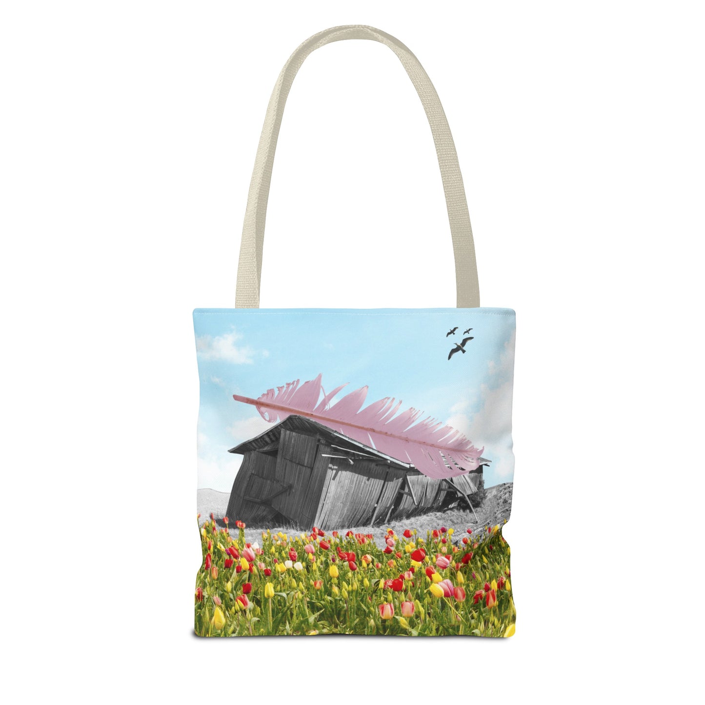 Strong As A Feather Tote Bag with Surreal Collage Art