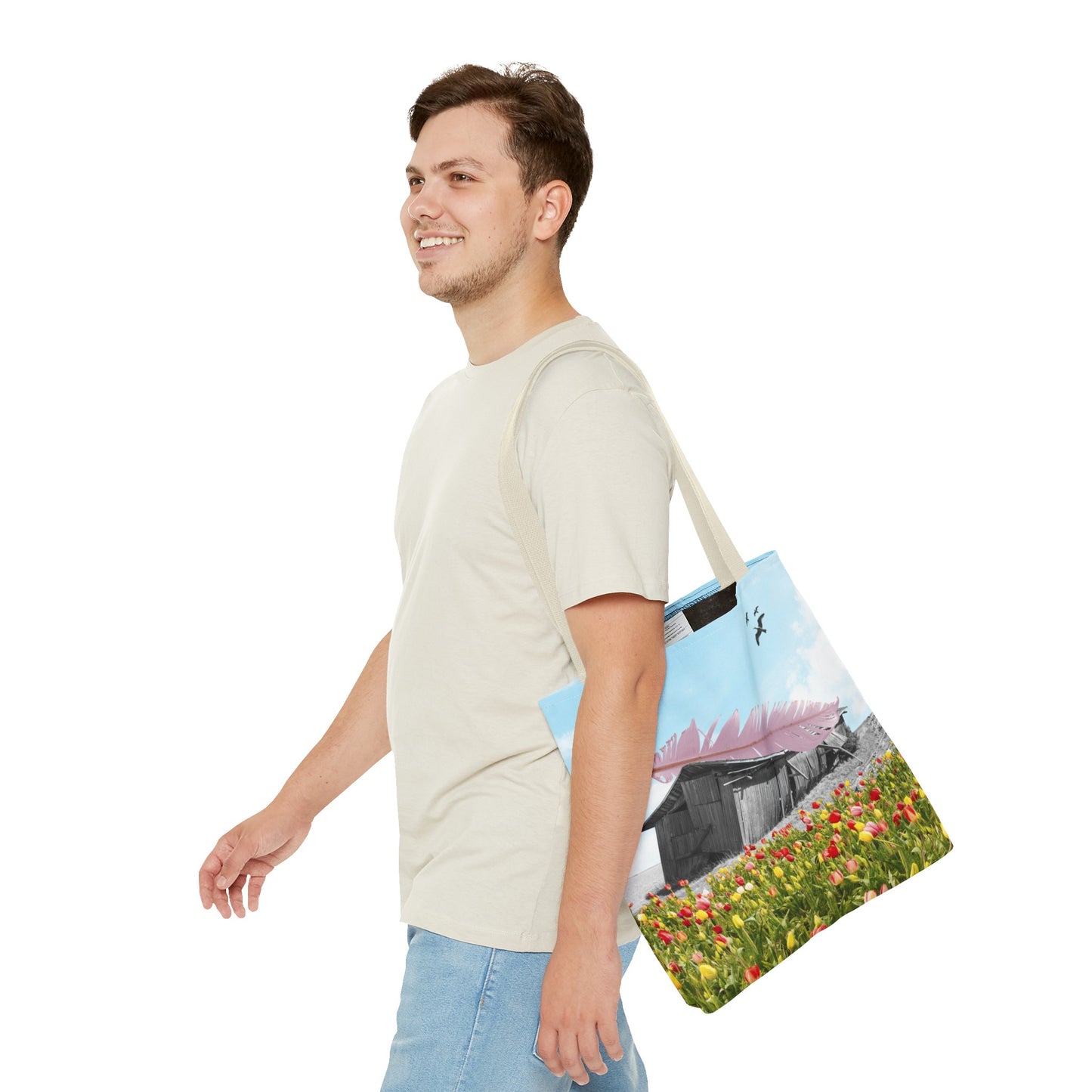 Strong As A Feather Tote Bag with Surreal Collage Art