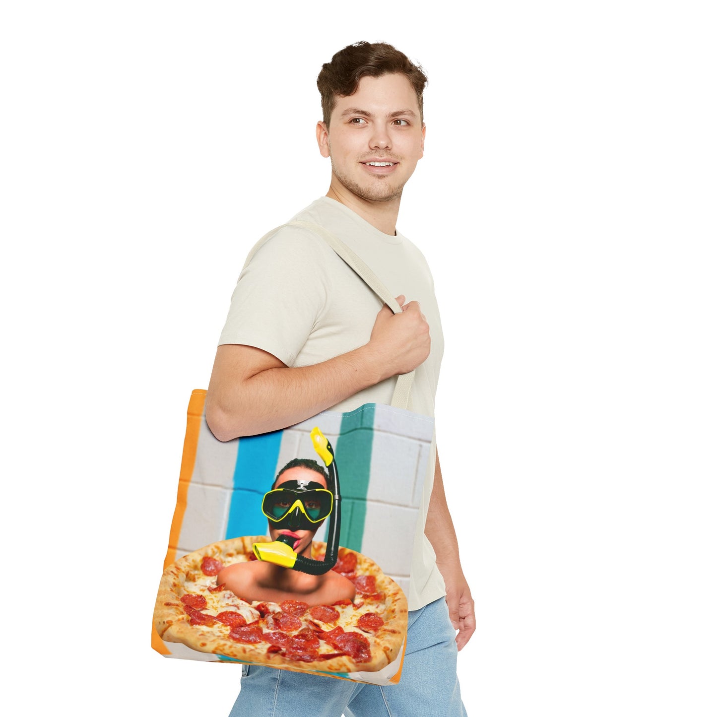 Cheesy Pizza Scuba Diver Tote Bag - Colorful Artwork for Divers & Foodies "Grease and Salt"