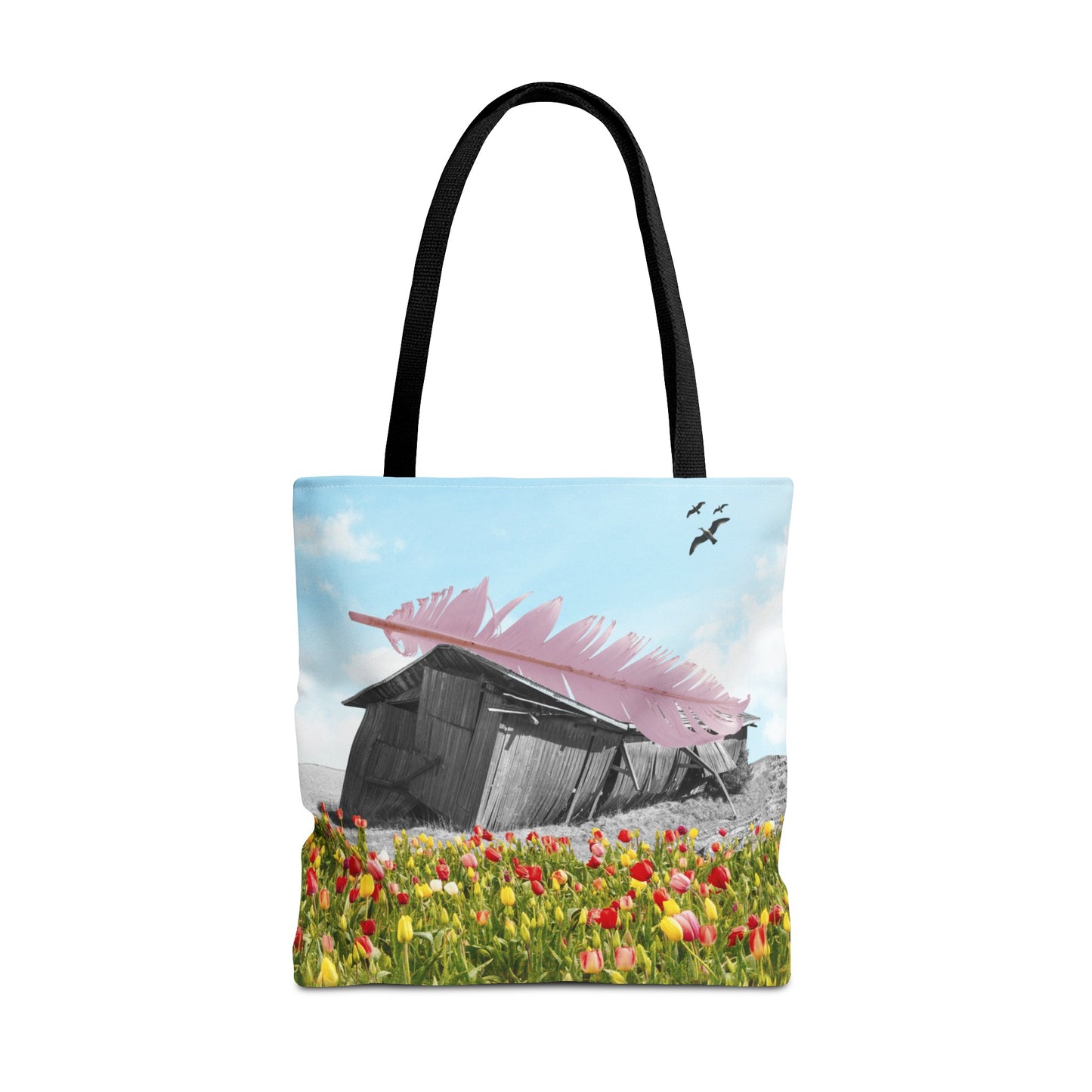 Strong As A Feather Tote Bag with Surreal Collage Art