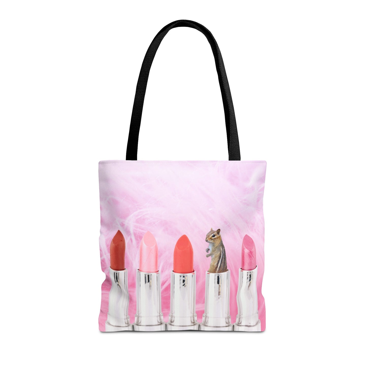 Vibrant Lipstick Tote Bag with Chipmunk Surprise - Unique Gift "Shocking Color"