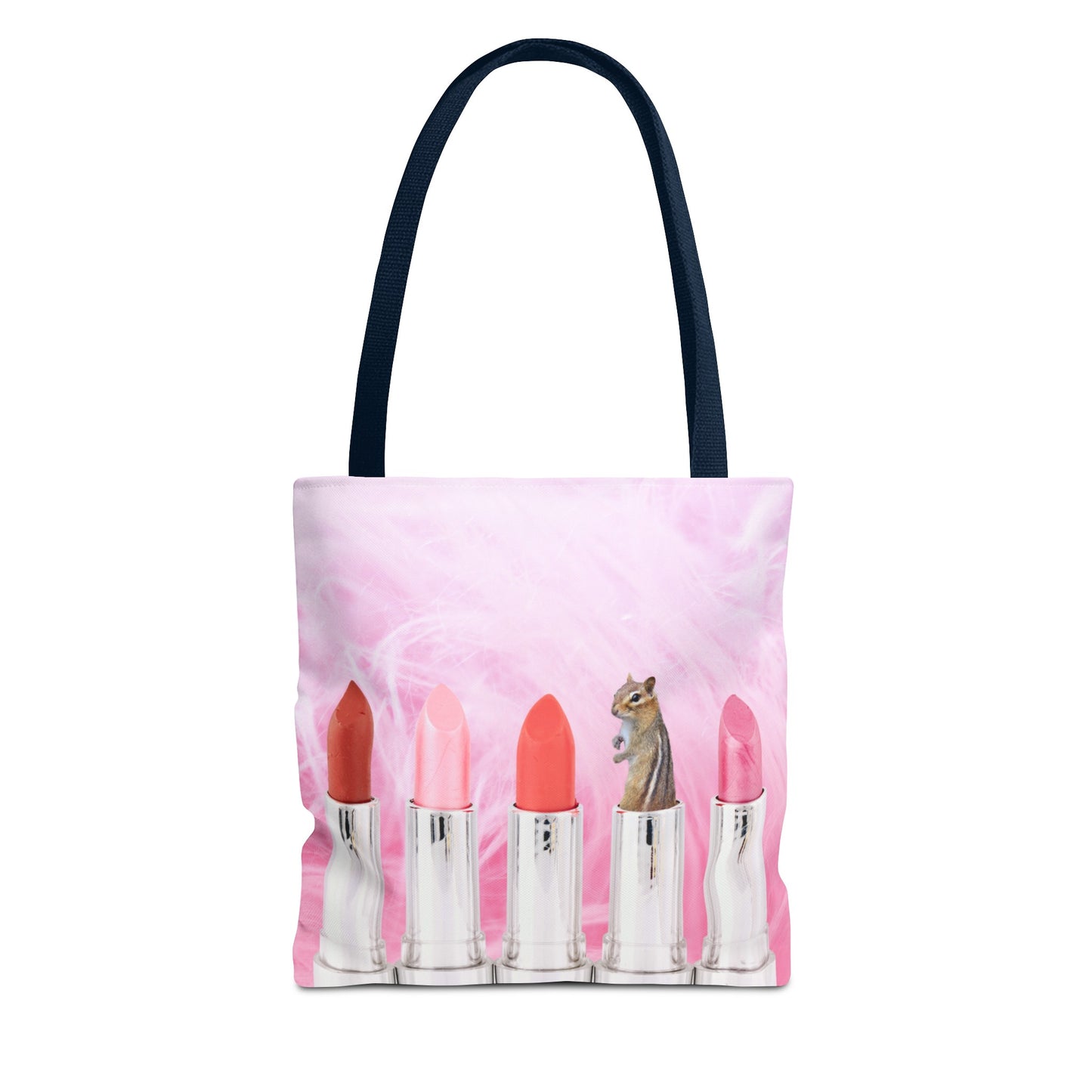 Vibrant Lipstick Tote Bag with Chipmunk Surprise - Unique Gift "Shocking Color"