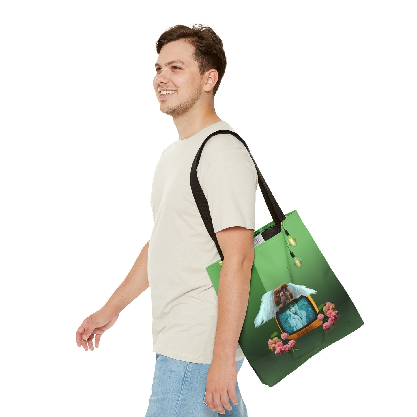 Winged Angel Monkey Tote Bag - Monkey Shines on Vintage Television "Monkey Shines"