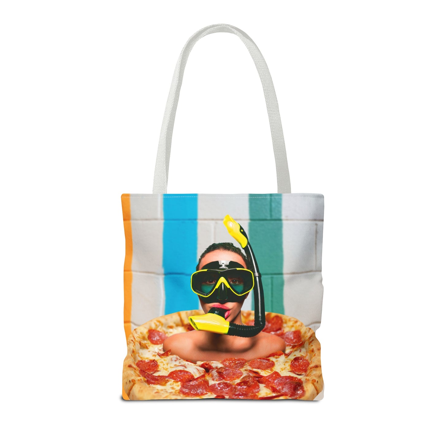Cheesy Pizza Scuba Diver Tote Bag - Colorful Artwork for Divers & Foodies "Grease and Salt"