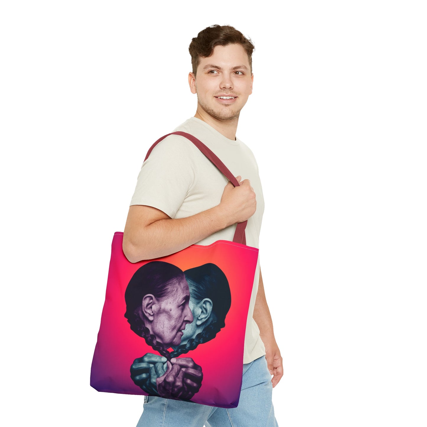 Mesmerizing Collage Art Tote Bag "Keeping Secrets" - Woman Whispering Secret into Her Own Ear