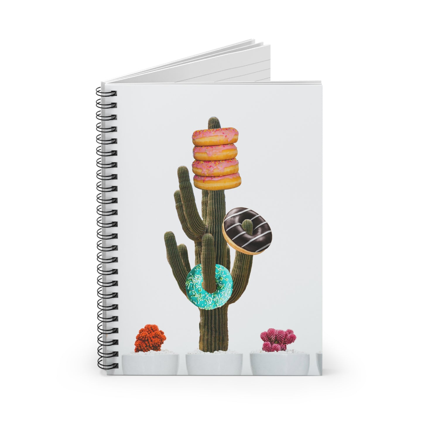 Unique Notebook with Giving Tree Art & Colorful Donut Cactus Design