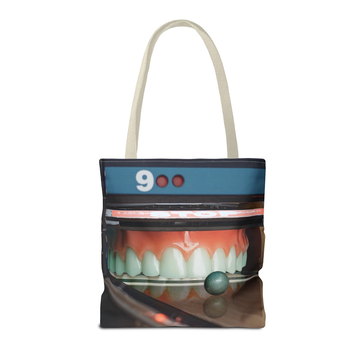 Gutter Mouth Tote Bag with Whimsical Bowling Lane Collage Art Bowler's Dental Tote