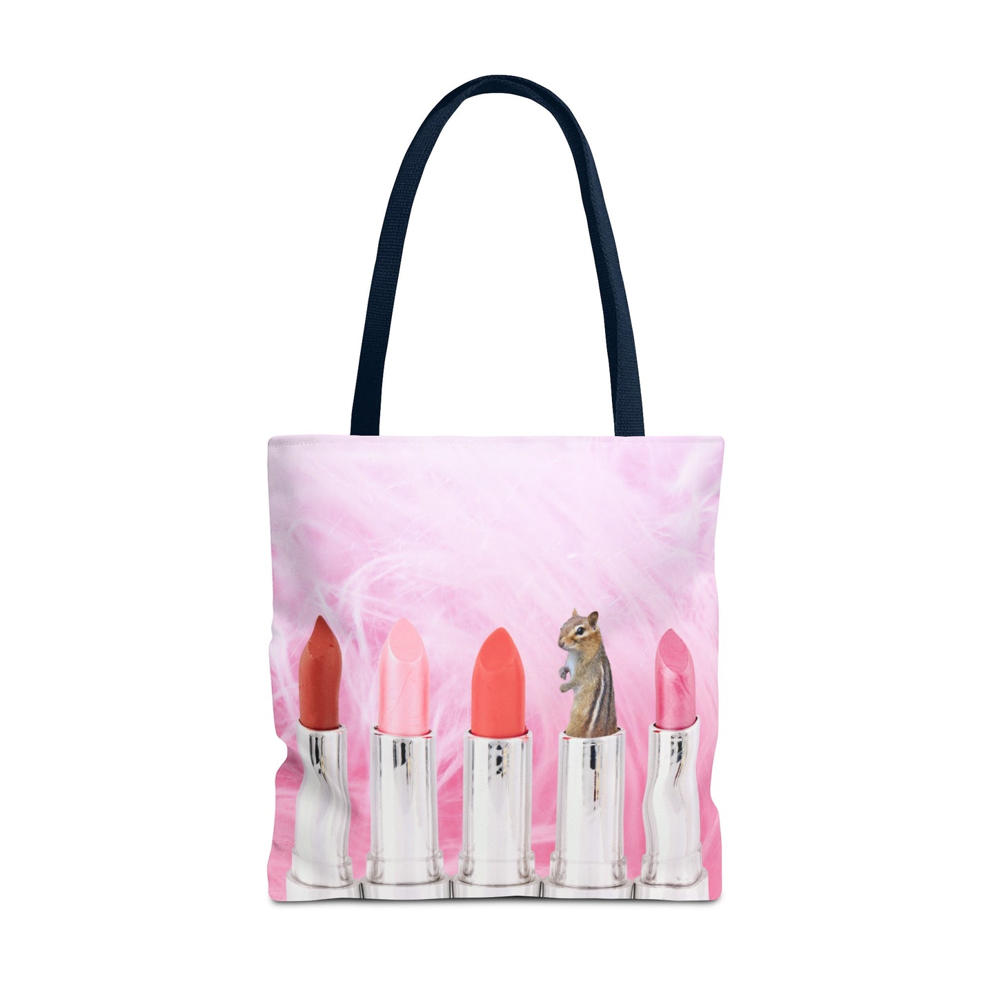 Vibrant Lipstick Tote Bag with Chipmunk Surprise - Unique Gift "Shocking Color"