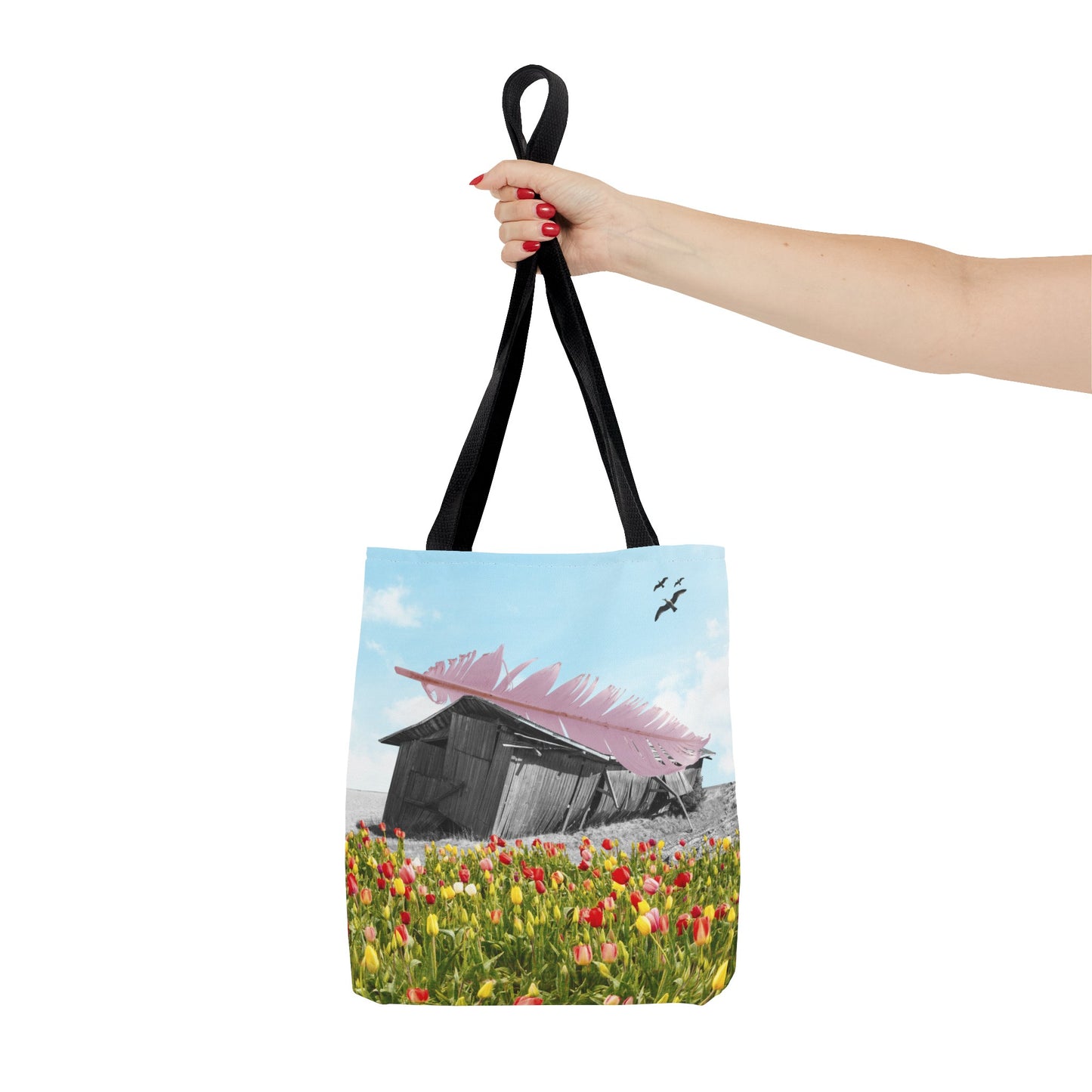 Strong As A Feather Tote Bag with Surreal Collage Art