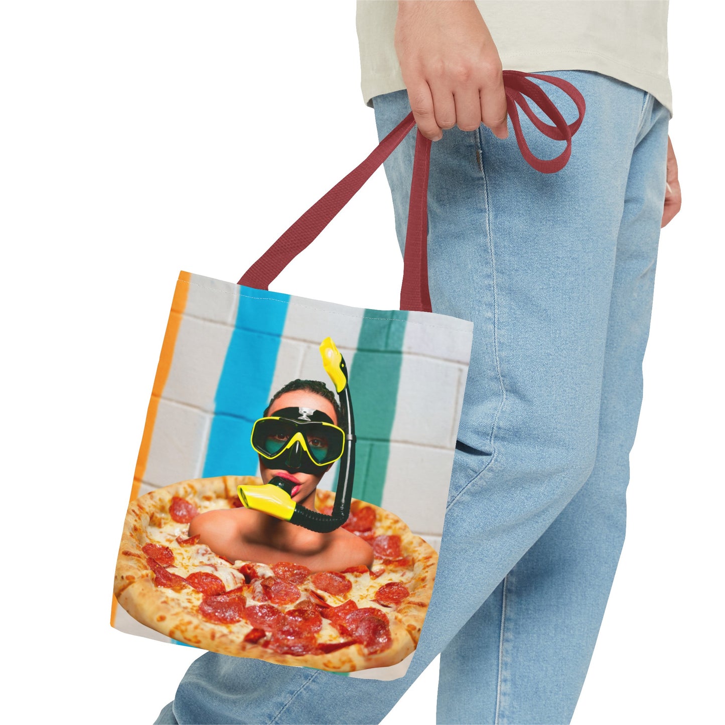 Cheesy Pizza Scuba Diver Tote Bag - Colorful Artwork for Divers & Foodies "Grease and Salt"