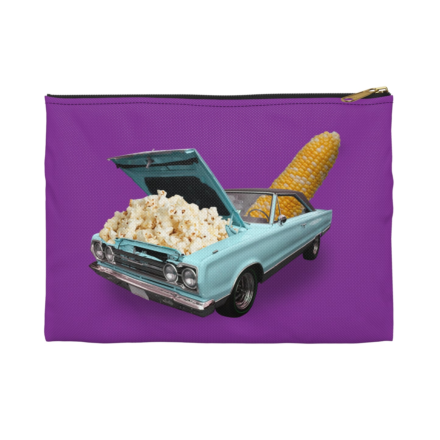 Quirky Accessory Pouch - Poppin' Ride: Popcorn Retro Car Fantasy