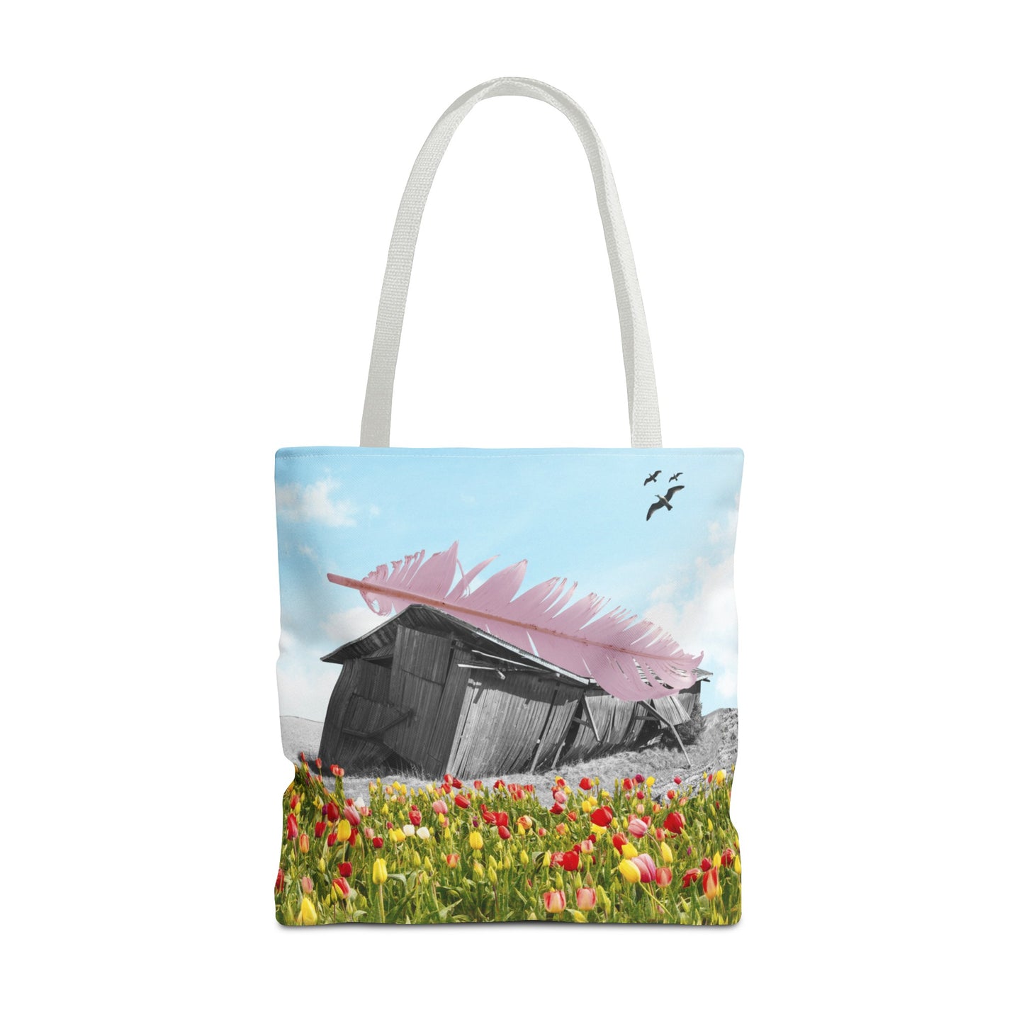 Strong As A Feather Tote Bag with Surreal Collage Art