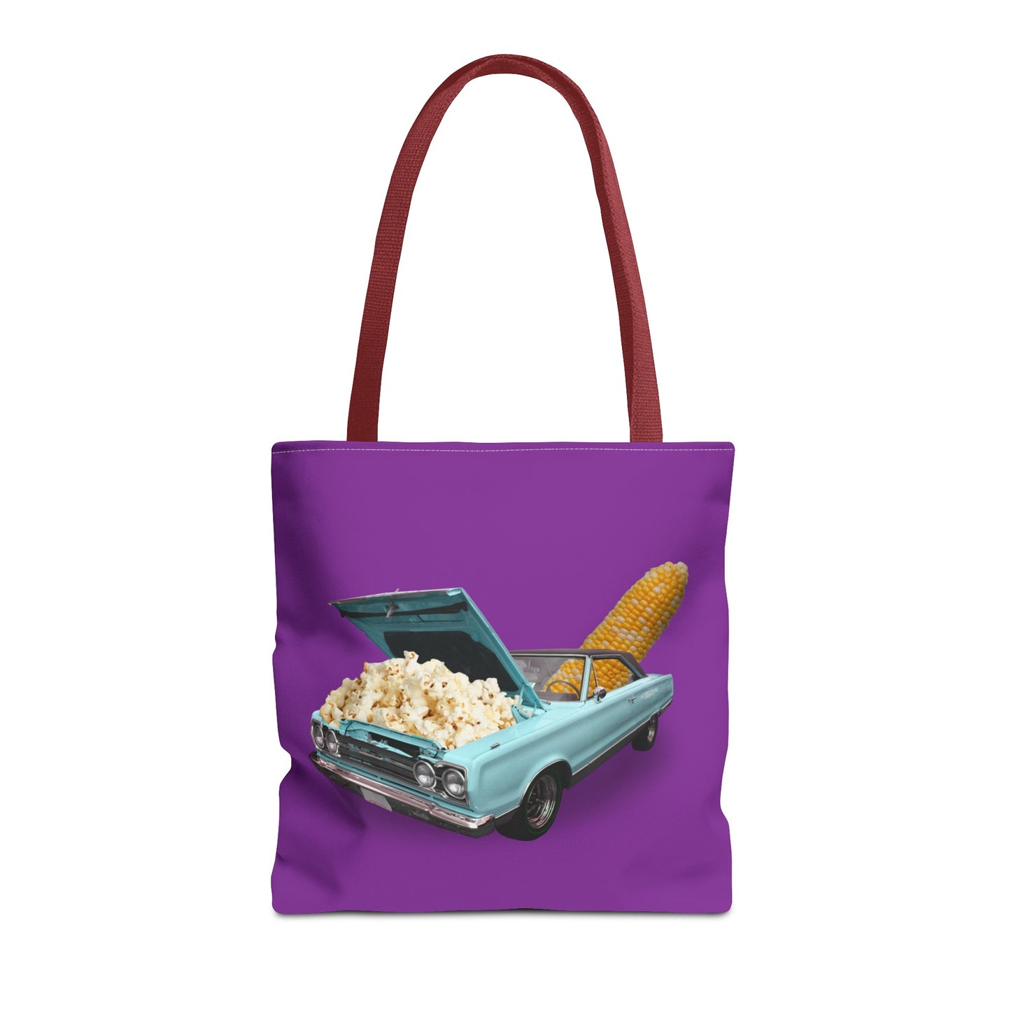 Quirky Tote Bag with Surreal Popcorn Car Art Print - Poppin' Ride