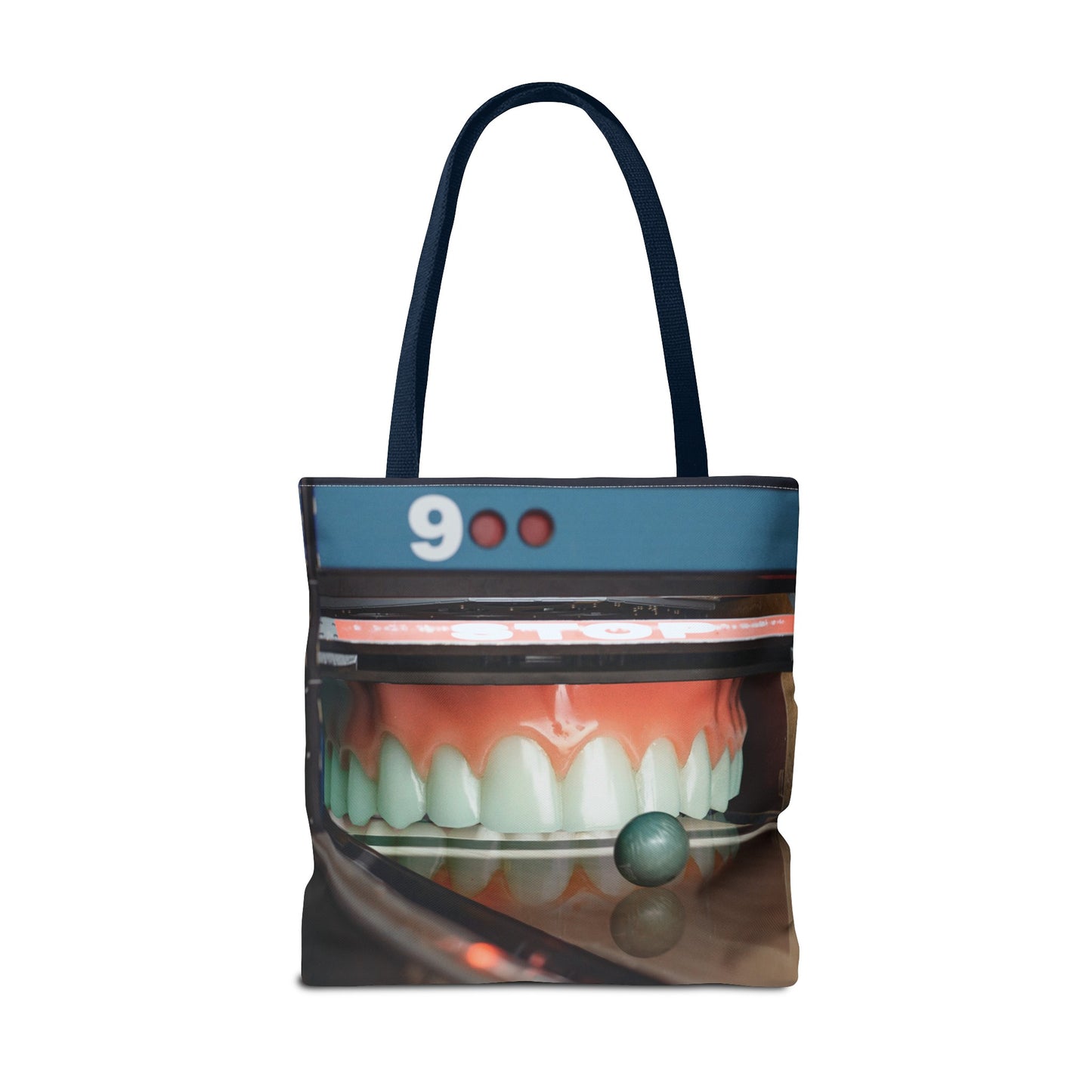 Gutter Mouth Tote Bag with Whimsical Bowling Lane Collage Art Bowler's Dental Tote