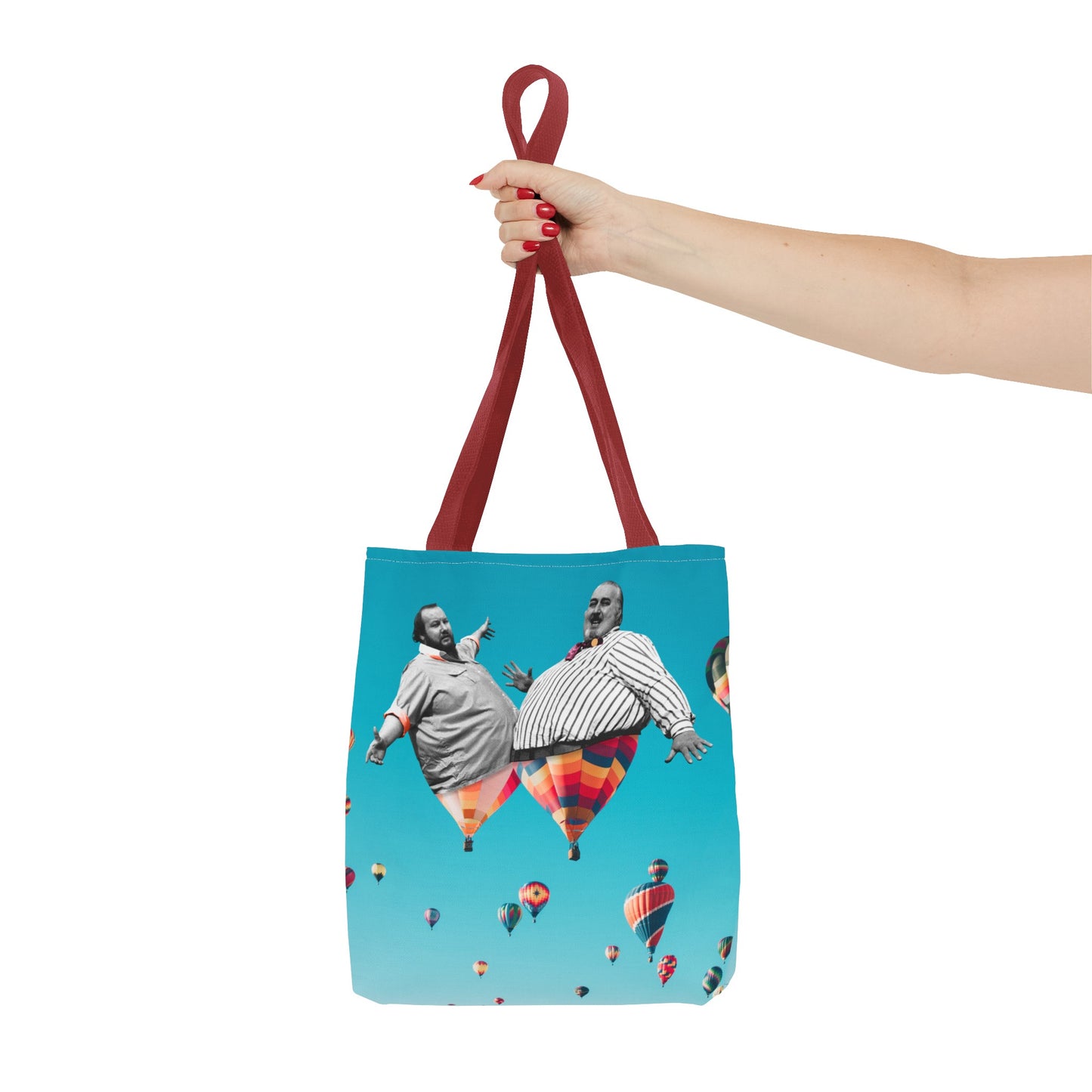 Whimsical Tote Bag with Surreal Art Print - Up Up & Away - Captivating Figures in Flight