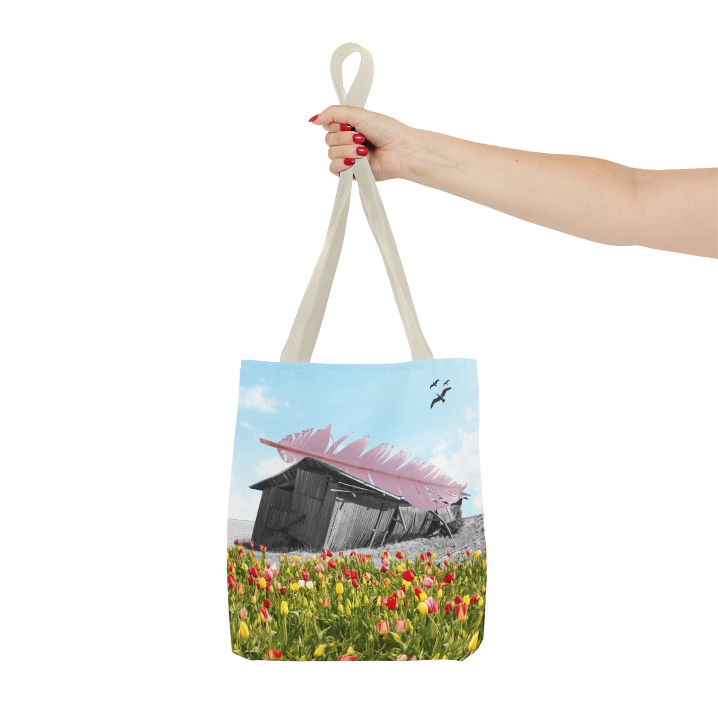 Strong As A Feather Tote Bag with Surreal Collage Art
