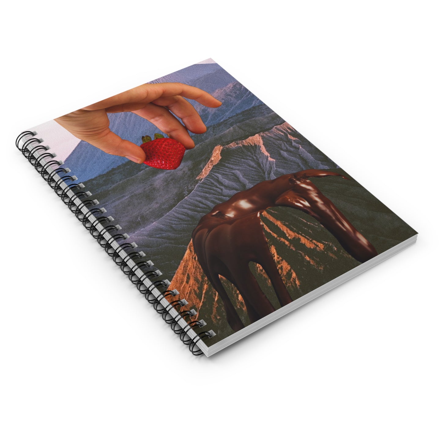 Forbidden Fondue, Succulent Strawberry and Volcano Fondue Spiral Notebook: Unique Collage Art