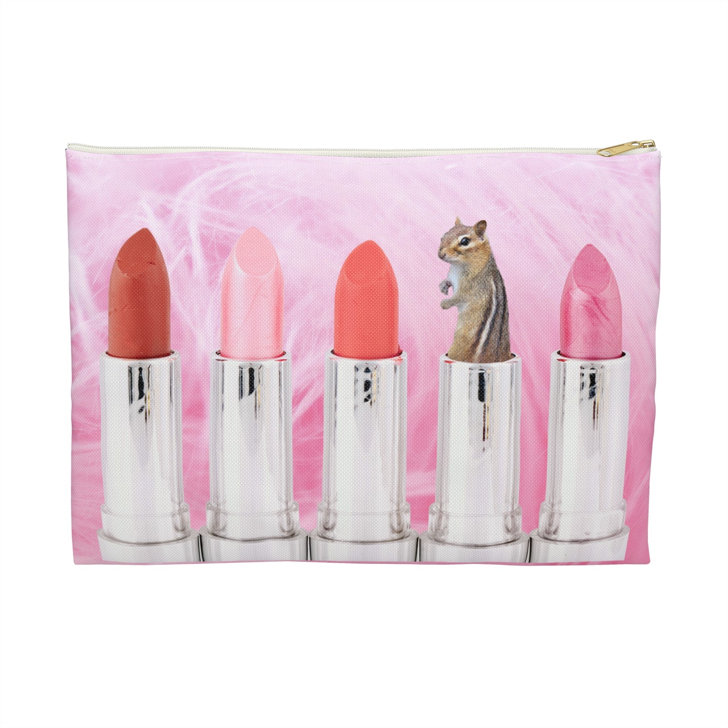 Vibrant Lipstick Accessory Pouch with Chipmunk Surprise - Unique Gift "Shocking Color"