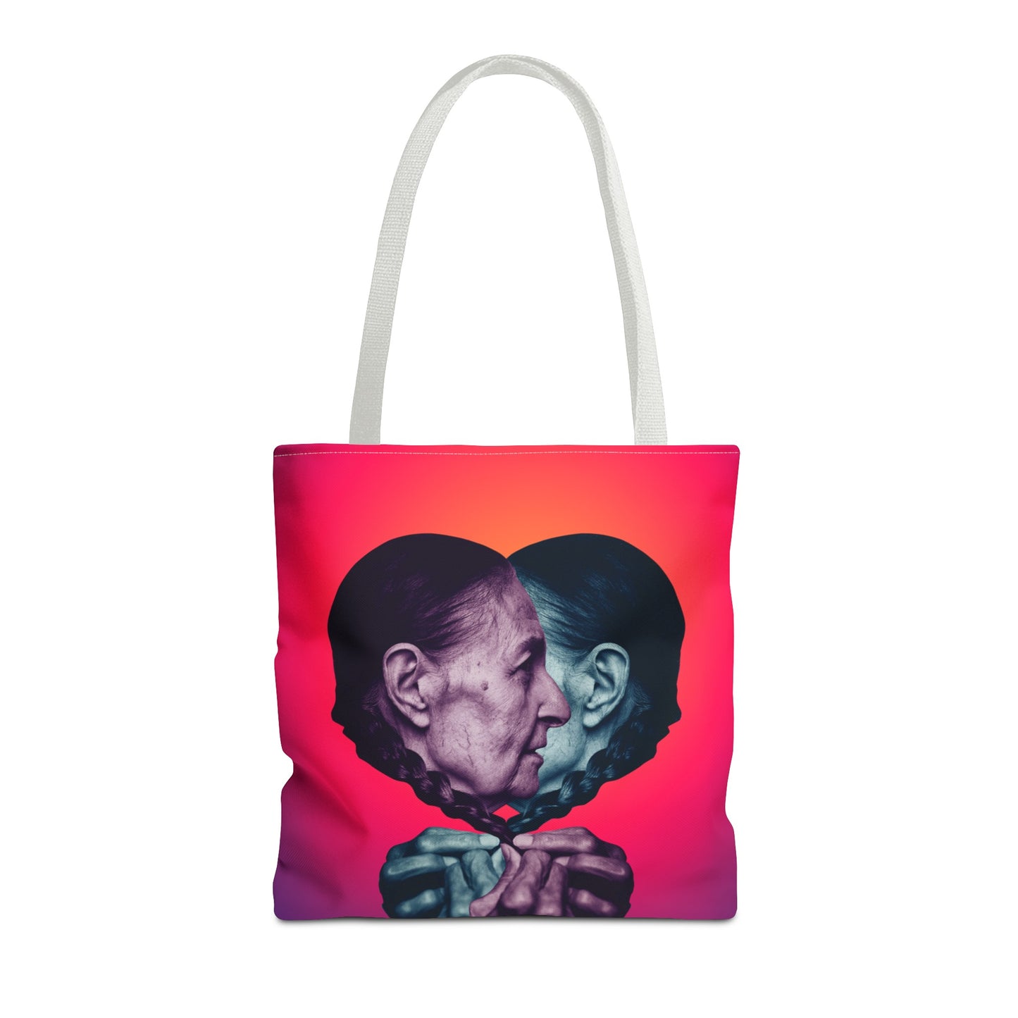 Mesmerizing Collage Art Tote Bag "Keeping Secrets" - Woman Whispering Secret into Her Own Ear