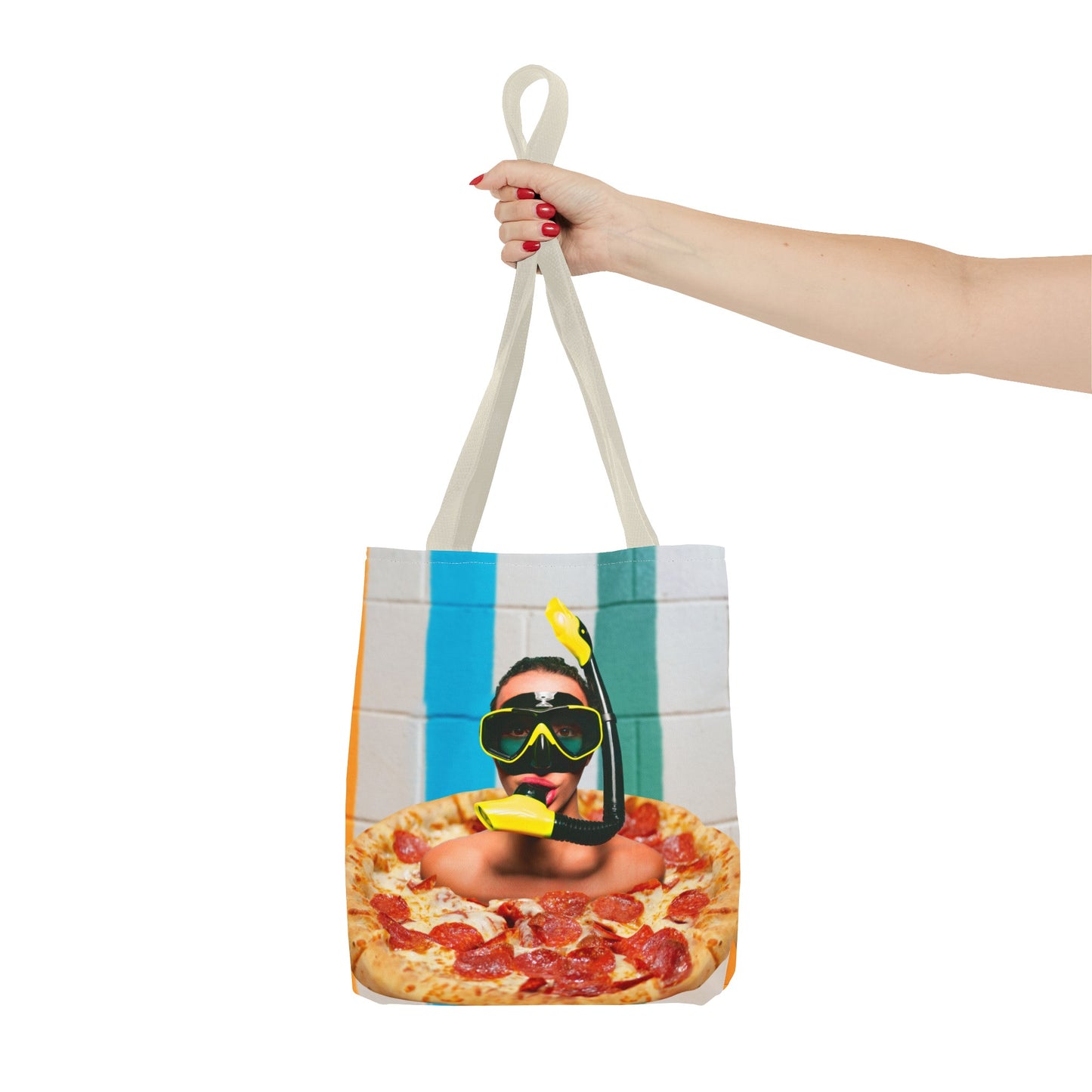 Cheesy Pizza Scuba Diver Tote Bag - Colorful Artwork for Divers & Foodies "Grease and Salt"