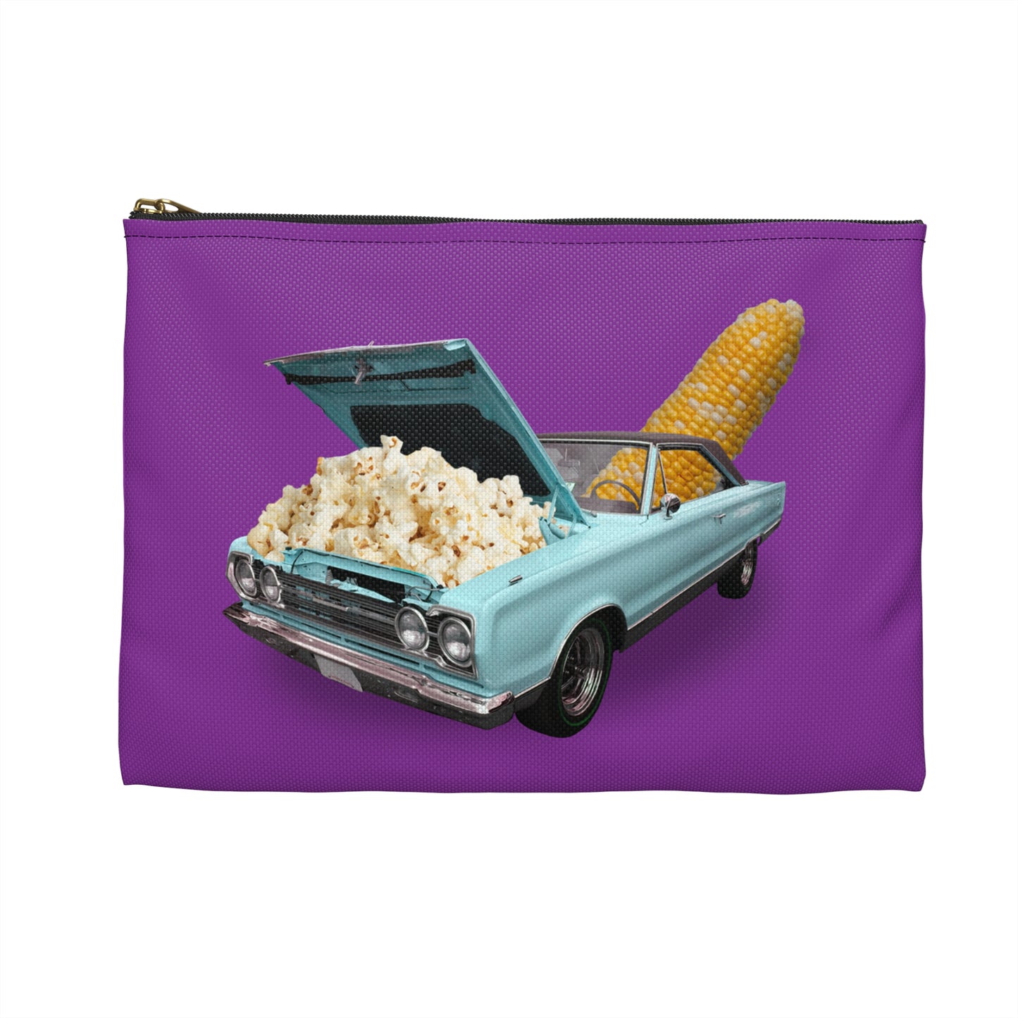 Quirky Accessory Pouch - Poppin' Ride: Popcorn Retro Car Fantasy