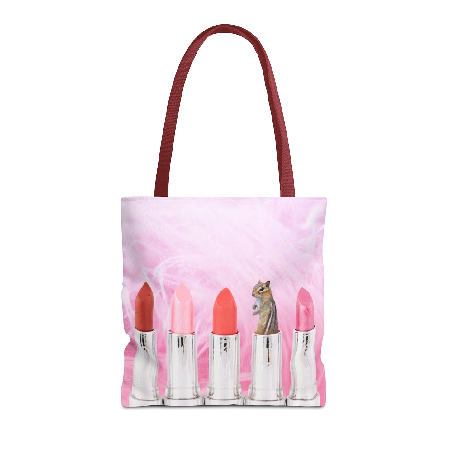 Vibrant Lipstick Tote Bag with Chipmunk Surprise - Unique Gift "Shocking Color"