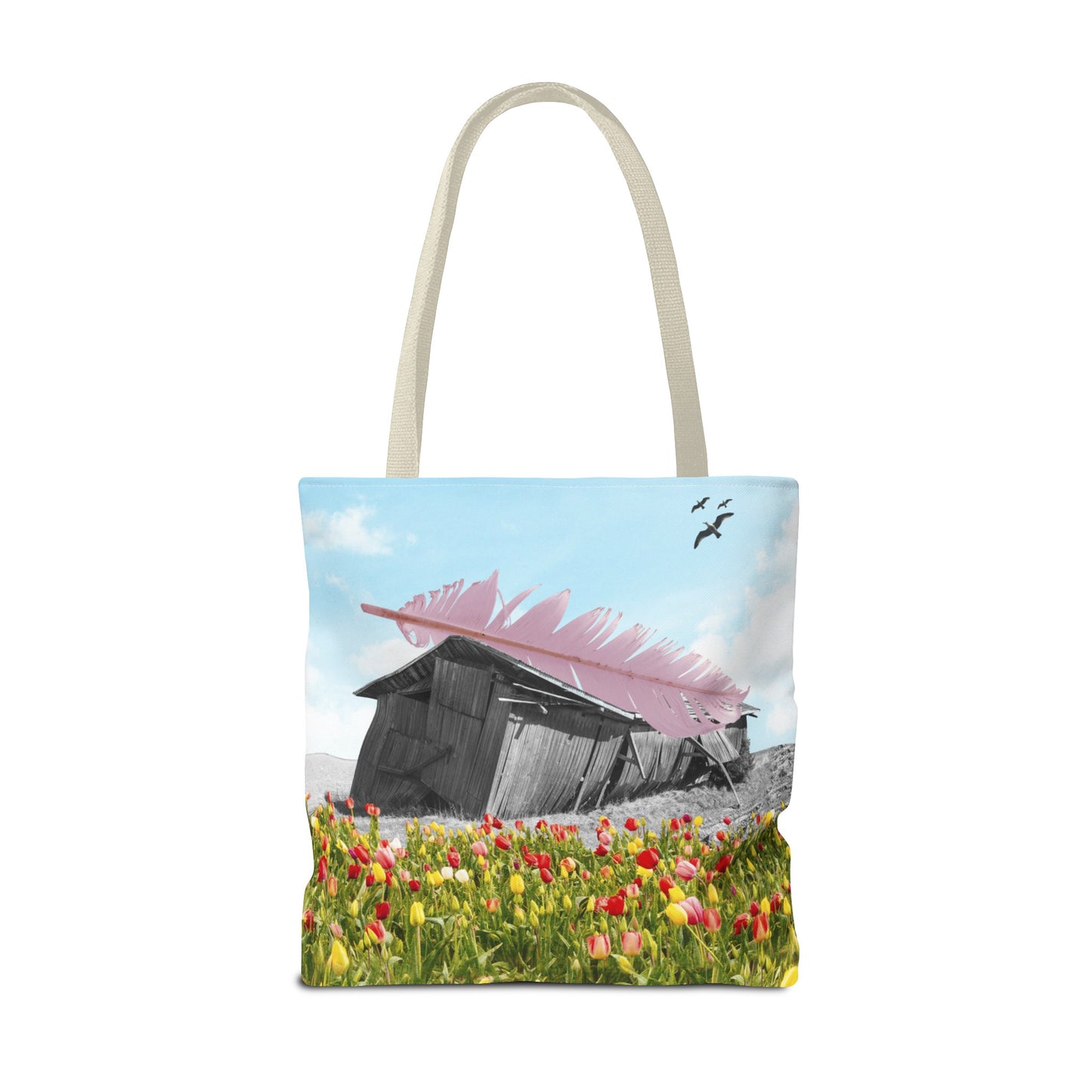 Strong As A Feather Tote Bag with Surreal Collage Art