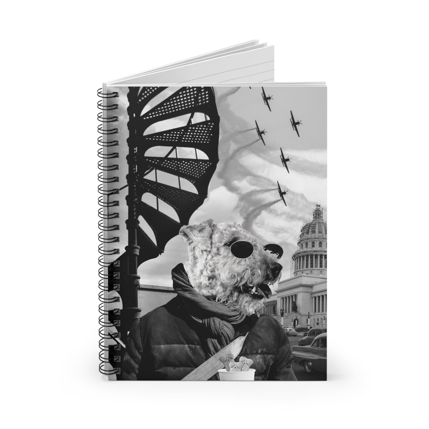 Whimsical Artisanal Treat Truck Collage Spiral Notebook - Perfect Gift for Travel Enthusiasts and Dog Lovers