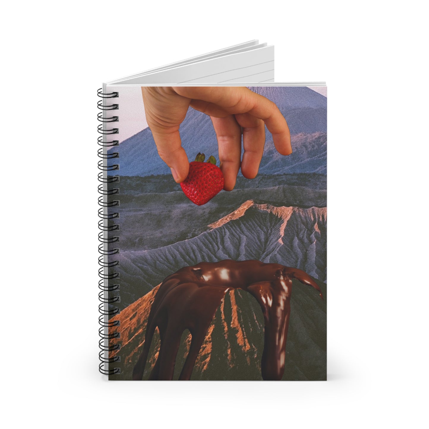 Forbidden Fondue, Succulent Strawberry and Volcano Fondue Spiral Notebook: Unique Collage Art