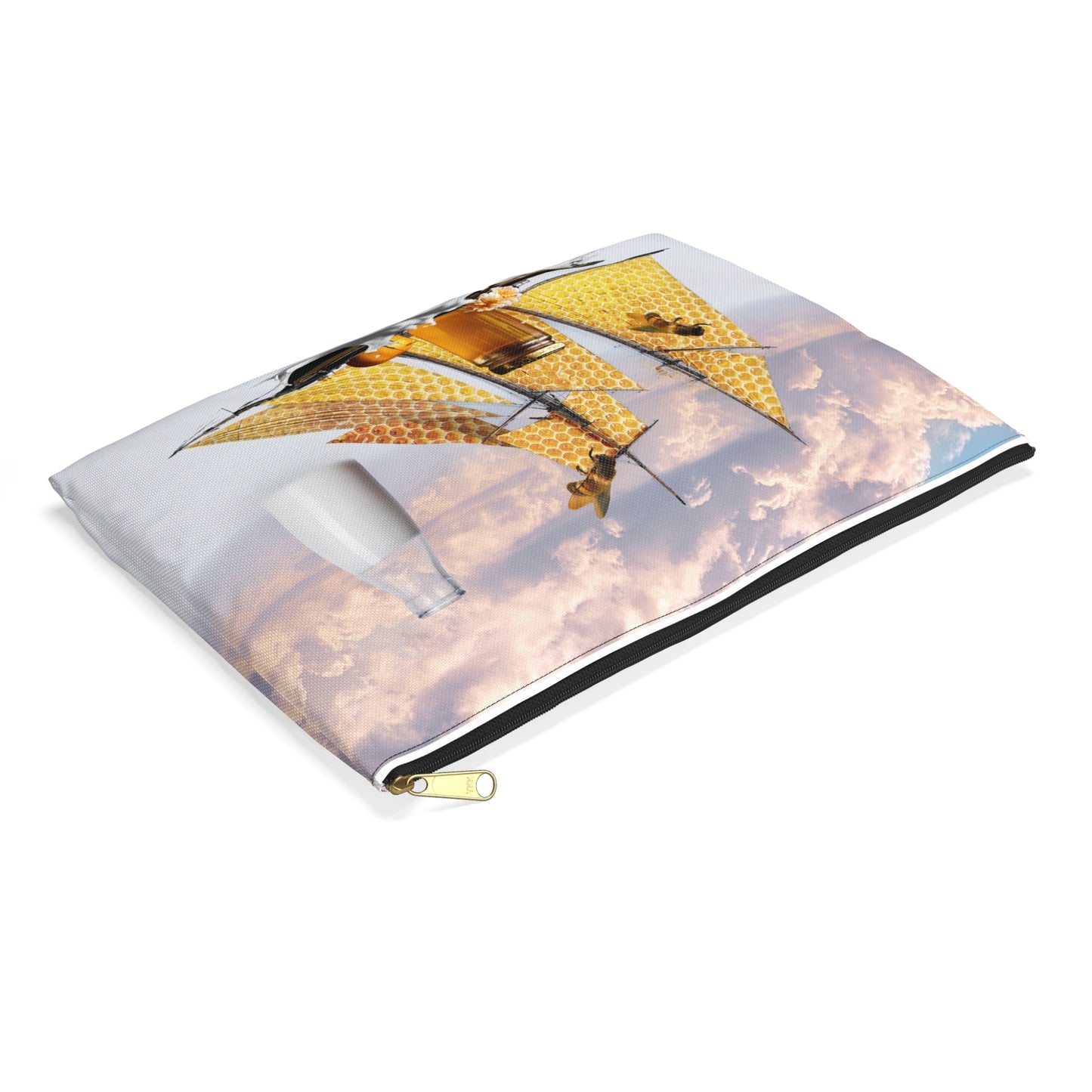 Whimsical Bees Adventure Accessory Pouch - Milk & Honey Collage Art