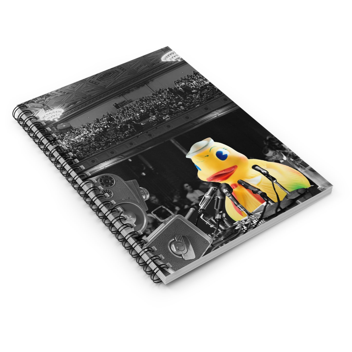 Spiral Notebook with Surreal Collage Art Print Cover - Ducky Conference - Great Gift for Writers, New Parents, etc