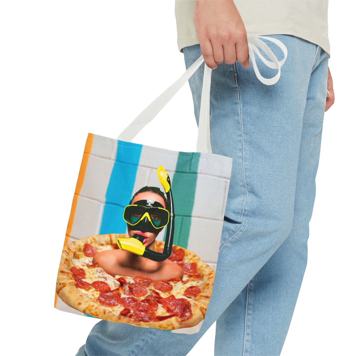 Cheesy Pizza Scuba Diver Tote Bag - Colorful Artwork for Divers & Foodies "Grease and Salt"