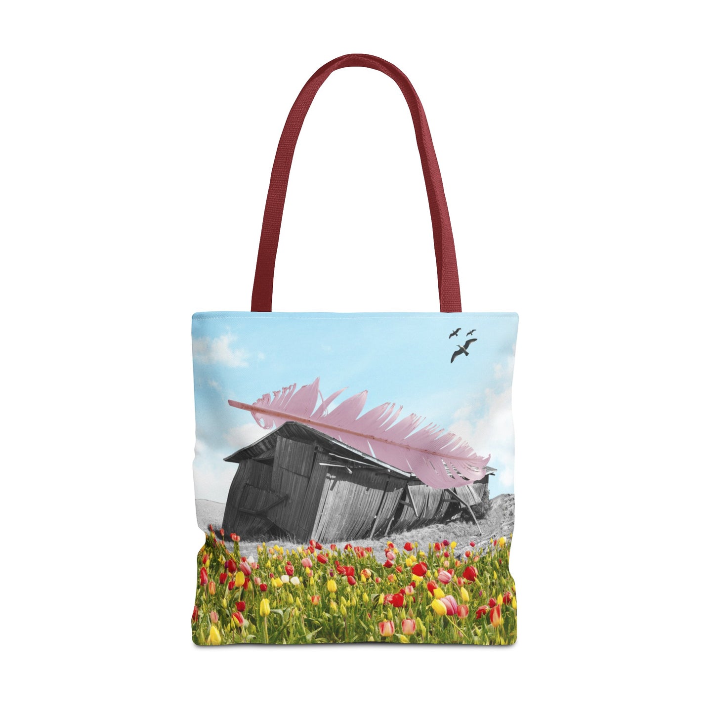 Strong As A Feather Tote Bag with Surreal Collage Art