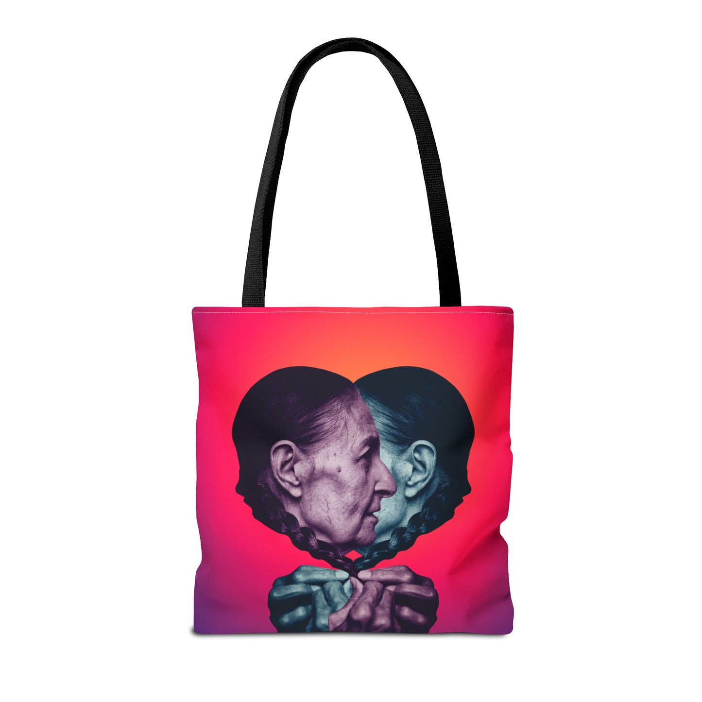 Mesmerizing Collage Art Tote Bag "Keeping Secrets" - Woman Whispering Secret into Her Own Ear