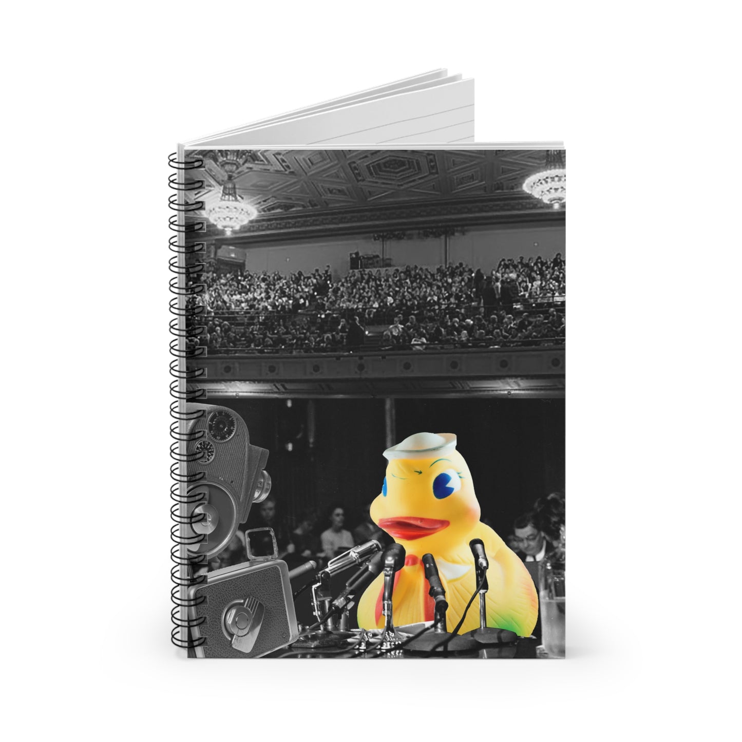 Spiral Notebook with Surreal Collage Art Print Cover - Ducky Conference - Great Gift for Writers, New Parents, etc